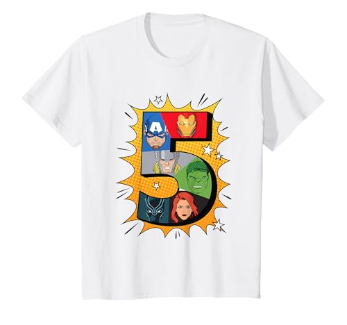 Kinder Marvel Comics 5 Geburtstag T-Shirt von Marvel