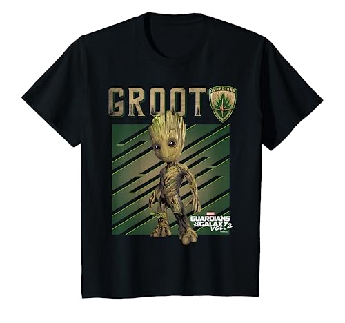 Kinder Marvel Guardians Vol. 2 Baby Groot Shield Kids T-Shirt T-Shirt von Marvel