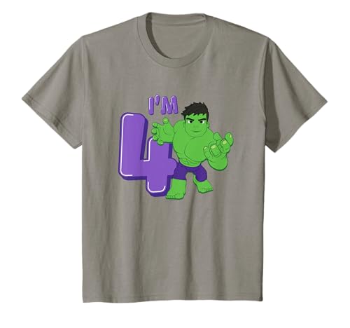 Kinder Marvel Hulk Cute Hulk 4th Birthday I'm 4 T-Shirt von Marvel