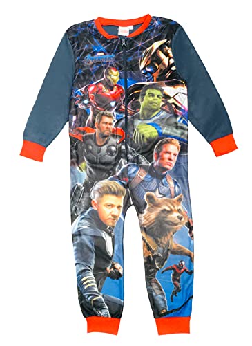 Marvel Avengers Jungen Fleece-Einteiler, Einteiler, Einteiler, Kinder, Avengers Schlafanzug, Onezee, 3–10 Jahre, Schwarz , 134 von Marvel