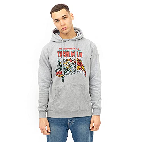 MARVEL Herren Iron Man Blast Kapuzenpullover, grau, XXL von Marvel
