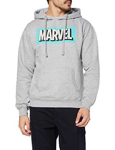MARVEL Herren Retro Logo Skate-Kapuzenpullover, Grey Heather, XXL von Marvel