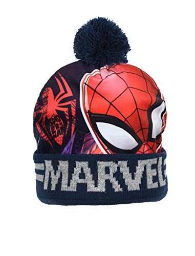 MARVEL Jungen Spiderman Avengers Beanie Mützen oder Mütze Schal und Handschuh Set, Blaue Spiderman Beanie-Mütze, 4-8 Jahre von Marvel