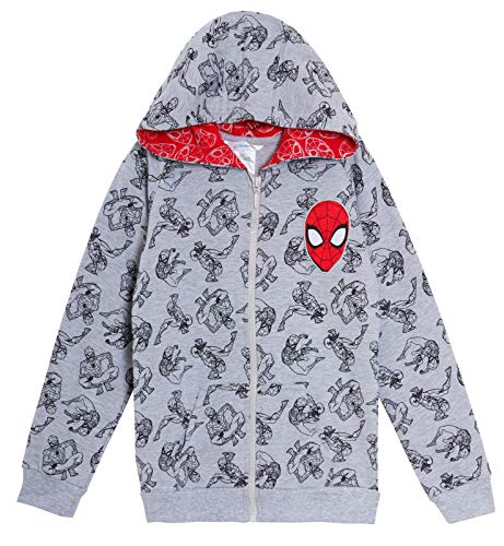 Marvel Spiderman Jungen Kapuzenjacke Kids Avengers Hoodie Full Zip Hoody Leichter Mantel, grau, 7-8 Jahre von Marvel