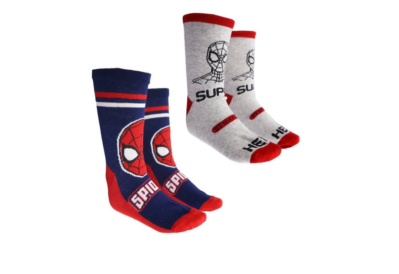 MARVEL Langsocken Spiderman lange Kinder Socken für Jungen im 2er Pack Gr. 23 bis 34 von MARVEL