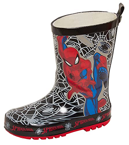 MARVEL Spiderman Gummistiefel für Jungen, Schwarze Webs, 25 EU von Marvel