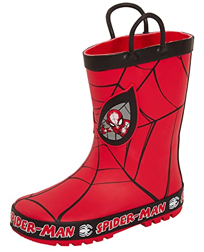 Marvel Gummistiefel für Jungen mit Spiderman-Motiv, mit Griffen zum Überziehen, rot / schwarz, 31 EU von Marvel