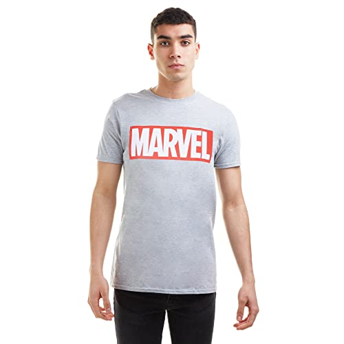Marvel Herren Core Logo T-Shirt, Grau, M EU von Marvel