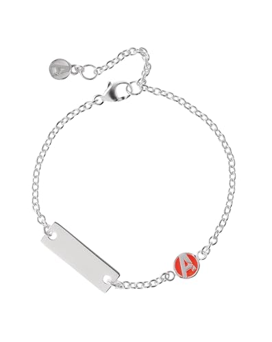 Marvel Armband Avengers aus Sterlingsilber und einer silbernen Platte für Kinder, 18 cm mit verstellbarer Verlängerung von Marvel