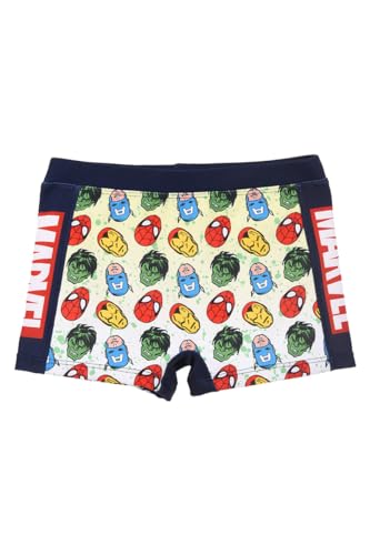 Marvel Avengers Badeshorts Jungen, Badeanzug im Spider-Man Hulk Iron Man Captain America Design, Badeboxershorts Jungen, Größe 10 Jahre, Dunkelblau von Marvel