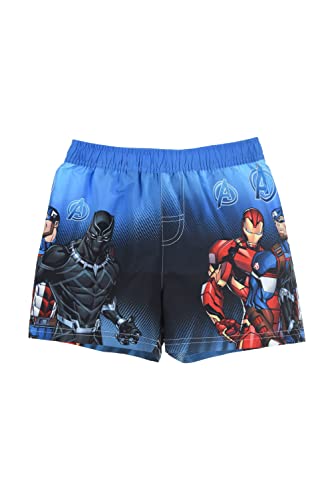 Marvel Avengers Badeshorts für Jungen, Badehose für Kinder, Bermudashorts Jungen, Iron Man Captain America Black Panther Badeshorts, Größe 10 Jahre, Blau von Marvel