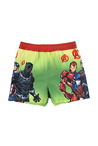 Marvel Avengers Badeshorts für Jungen, Badehose für Kinder, Bermudashorts Jungen, Iron Man Captain America Black Panther Badeshorts, Größe 10 Jahre, Grün von Marvel