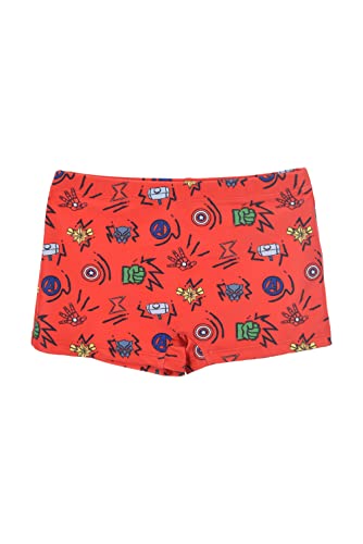 Marvel Avengers Badeshorts für Jungen, Badehose für Kinder, Jungen Slips, Boxer-Badeanzug Thor Black Panther Iron Man und Hulk, Größe 4 Jahre, Rot von Marvel