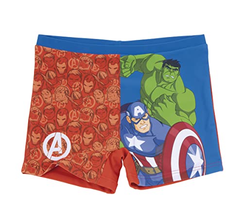 Marvel Avengers Badeshorts für Jungen, Kinder Boxer-Badeanzug, Boxershorts Avengers, Badehose für Jungen, Größe 4 Jahre - Rot von Marvel