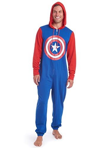 Marvel Avengers Captain America Herren Cosplay Einteiler Pyjama Overall Blau XL von Marvel