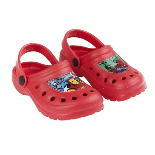 Marvel Avengers Clogs für Jungen, Sandalen Capitan America Iron Man Hulk und Spiderman, Größe EU 30/31 | Rot von Marvel