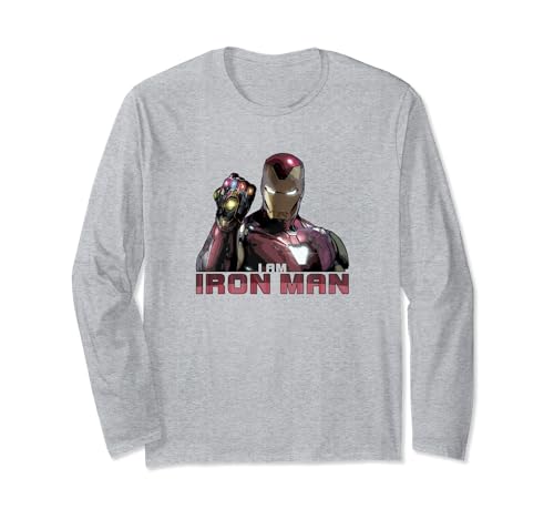 Marvel Avengers Endgame I Am Iron Man Movie Quote Portrait Langarmshirt von Marvel