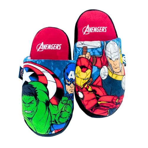 Marvel Avengers Hausschuhe, Weiche Captain America Hulk Thor Iron Man Hausschuhe mit Rutschfester Sohle, Geschenk für Jungen und Teenager | EU 32/33 von Marvel