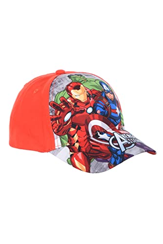 Marvel Avengers Hut für Jungen, Baseball Kappe, Hulk Capitan America Iron Man Design, Sommermütze, Geschenk für Jungen, Verstellbare Hut | Rot von Marvel