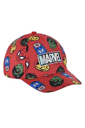 Marvel Avengers Hut für Jungen, Baseball Kappe, Spiderman Hulk Capitan America Iron Man Design, Sommermütze, Geschenk für Jungen, Verstellbare Hut | Rot von Marvel