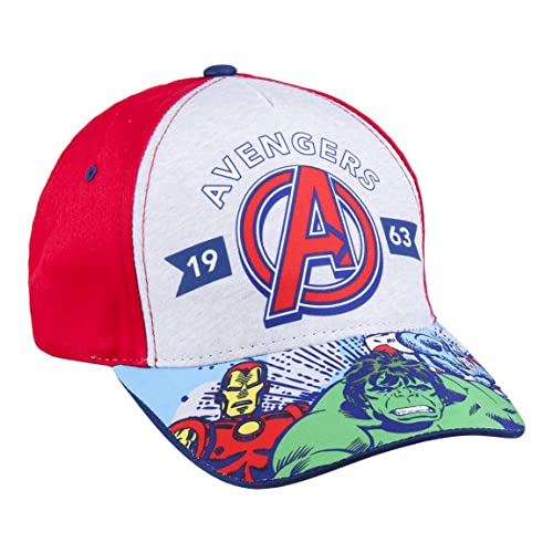 Marvel Avengers Hut für Jungen, Verstellbare Kappe, Captain America Hulk Iron Man Design, Sommermütze Jungen, Geschenk für Jungen - Rot von Marvel