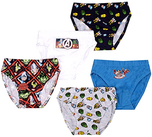 Avengers Marvel Jungen Hosen - Weiche Baumwollslips Hosen Jungen - 5er Pack mit 5 verschiedenen Designs - Captain America, Iron Man, The Hulk, Thor - Blau/Grau Mix - Alter 3-4 von Marvel