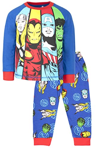 Marvel - Avengers Pyjamas für Kinder, Alter 3-4 - Langarm Avengers Pyjama Set - 100% Baumwolle, Langarm Superhelden Pyjamas - Offizieller Merchandise - Blau von Marvel