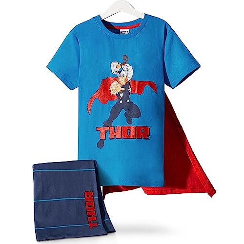 Marvel Avengers Schlafanzug Jungen Set, Baumwollshirt und Shorts Set, Schlafanzãge fãr Jungen, Blauer Thor, Alter 13 bis 14 Jahre, Kinder Geschenke von Marvel