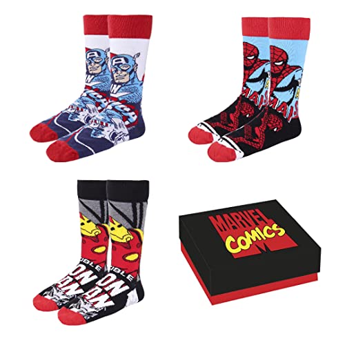 Marvel Avengers Socken für Herren und Teenager, Design Spiderman Iron Man Captain America, Geschenk für Herren, EU-Größe 36-41 von Marvel