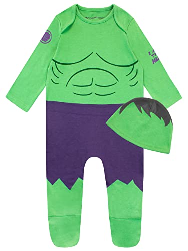 Marvel Baby Schlafanzug | Hulk Strampler Neugeborene | Strampler Für Baby-Jungen | Kleidung Neugeborene Grün 56-68 von Marvel