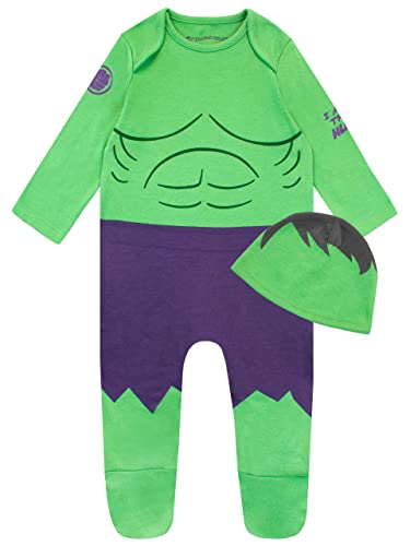 Marvel Baby Jungen Avengers Der unglaubliche Hulk Schlafanzug und Hut-Set Grün 74 von Marvel