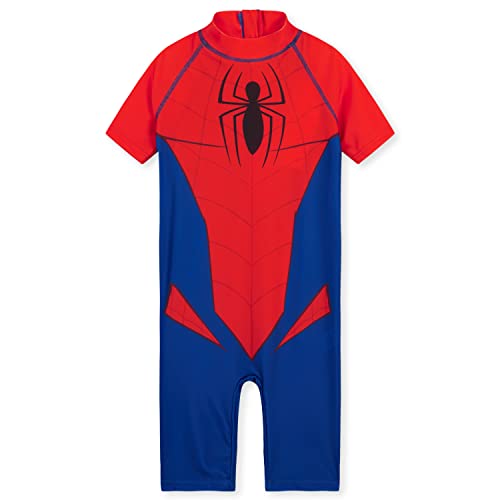 Marvel Badeanzug Kinder Jungen Spiderman Avengers Schwimmanzug Jungen Badeanzug Einteiler Kurzarm Bademode Badebekleidung Sommerkleidung Kinder 3-10 Jahre (Rot/Blau Spiderman, 4-5 Jahre) von Marvel