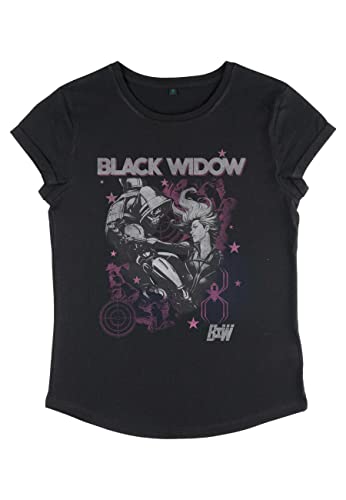 Marvel Black Widow - BW Poster Women's Rolled-sleeve Black S von Marvel