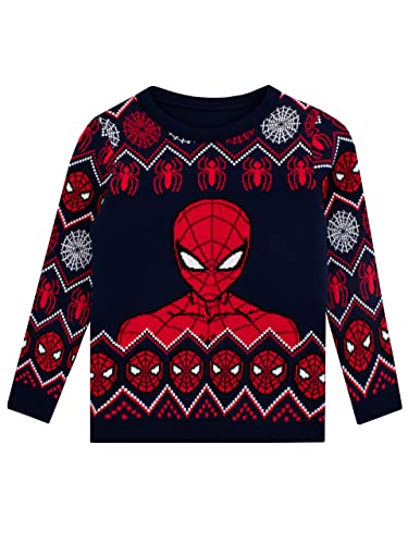 Marvel Boys Spiderman Weihnachts-Pullover Blau 134 von Marvel