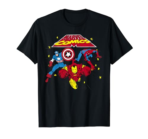 Marvel Captain America Spider-Man Iron Man Retro T-Shirt von Marvel