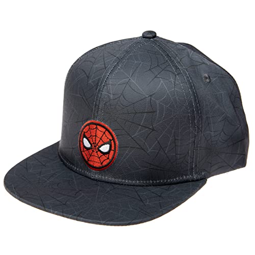 Marvel Comics Herren Spiderman-Kostüm, bestickt/bedruckt, Snapback, flache Krempe, Baseballkappe, Black SpiderMan, Einheitsgröße von Marvel