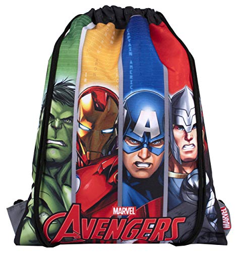 Marvel Comics – Sakky Kids Avengers Tasche mit Kordelzug – Schultasche für Kinder – offizielles Merchandise-Geschenk für Jungen, Avengers von Marvel