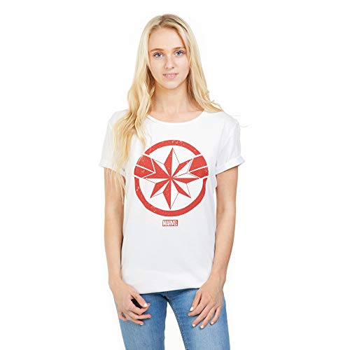 Marvel Damen Avengers Captain Marvel T Shirt, Weiß (White White), 40 EU von Marvel