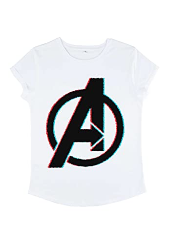 Marvel Damen Avengers Classic Avenger 3d Women's Rolled Sleeve T-shirt, Weiß, L von Marvel