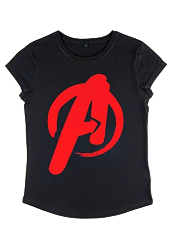 Marvel Damen Avengers Classic Avenger Paint Women's Rolled Sleeve T-shirt, Schwarz, L von Marvel
