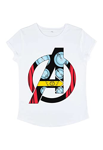 Marvel Damen Avengers Classic Avenger Thor Costume Women's Rolled Sleeve T-shirt, Weiß, S von Marvel