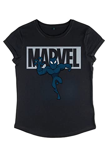 Marvel Damen Avengers Classic Brick Panther Women's Rolled Sleeve T-shirt, Schwarz, M von Marvel