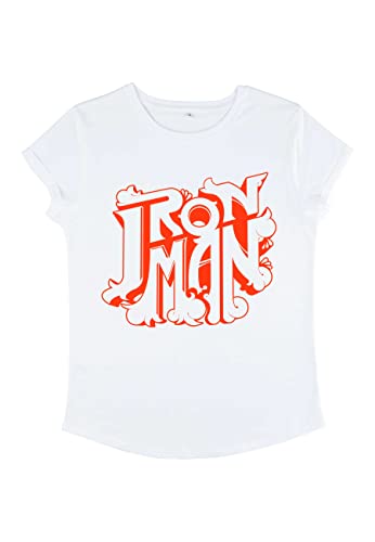 Marvel Damen Avengers Classic Decor Ironman Logo Women's Rolled Sleeve T-shirt, Weiß, M von Marvel