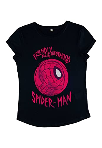 Marvel Damen Avengers Classic Friendly Spiderman Women's Rolled Sleeve T-shirt, Navy Blue, M von Marvel