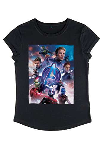 Marvel Damen Avengers: Endgame Basic Poster Women's Rolled Sleeve T-shirt, Schwarz, XL von Marvel