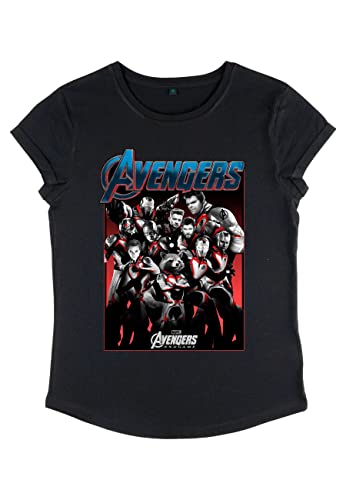 Marvel Damen Avengers: Endgame Engame Group Shot Women's Rolled Sleeve T-shirt, Schwarz, M von Marvel