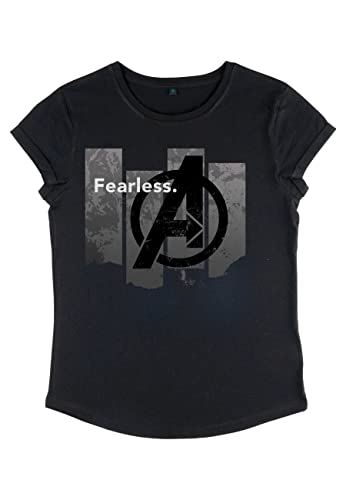 Marvel Damen Avengers: Endgame Fearless Women's Rolled Sleeve T-shirt, Schwarz, S von Marvel