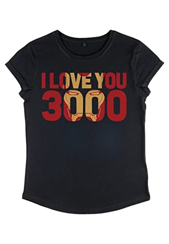 Marvel Damen Avengers: Endgame Love You 3000 Women's Rolled Sleeve T-shirt, Schwarz, XL von Marvel