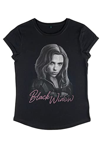 Marvel Damen Black Widow Black Widow Mono Women's Rolled Sleeve T-shirt, Schwarz, S von Marvel