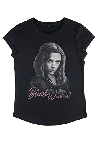 Marvel Damen Black Widow Black Widow Mono Women's Rolled Sleeve T-shirt, Schwarz, XL von Marvel